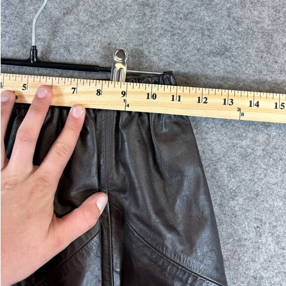 Vintage Y2K A-Line Skirt Womens Size 14 Brown Leather Lined Grunge Knee Length - Picture 4 of 6